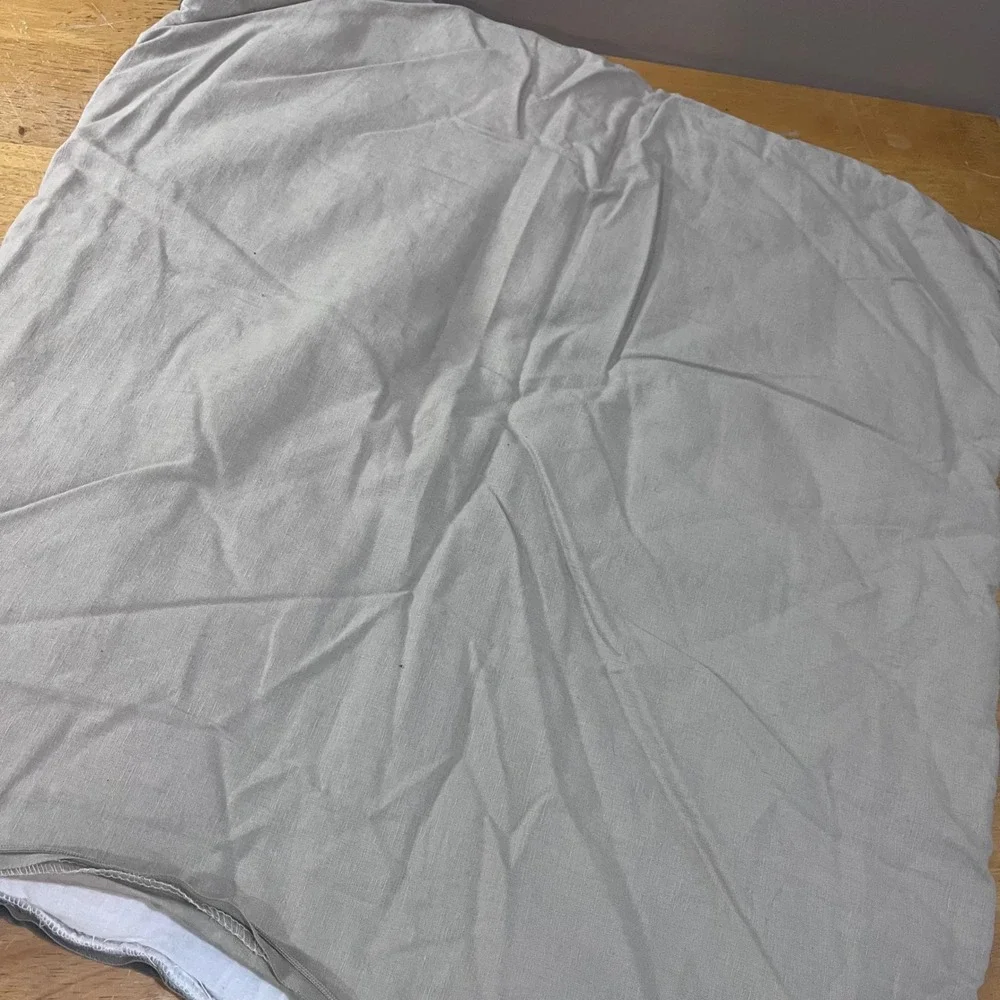 Pottery Barn Charcoal Grey Velvet Diamond Quilted Euro Sham Linen Blend Back